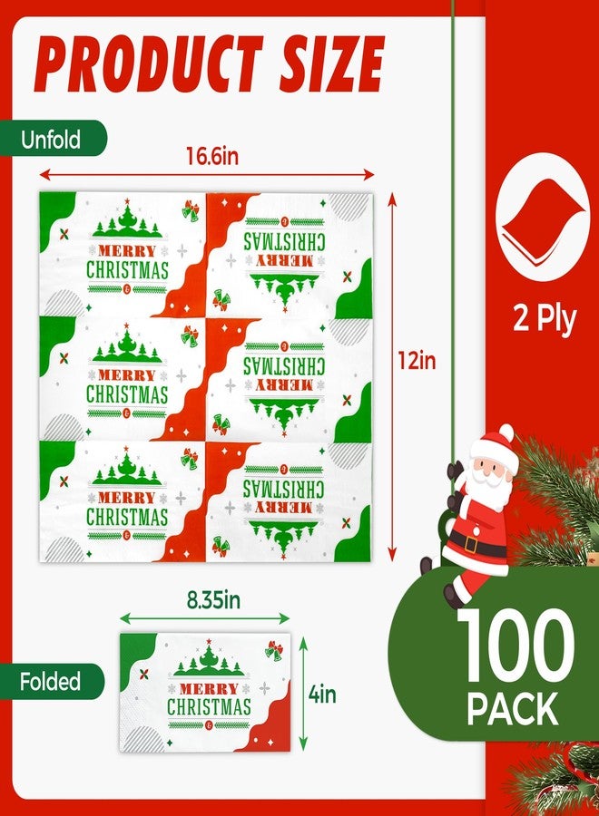Ginkgo 100 Count Christmas Paper Napkins, 2-Ply Disposable Xmas Holiday Decoupage Napkins for Dinner, Bathroom and Party Table Decor - Image 2